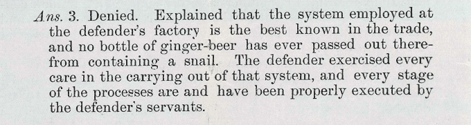 Image shows David Stevenson’s Answer 3, from the Closed Records in claim by May Donoghue against David Stevenson, 1929. National Records of Scotland reference: CS252/2299.